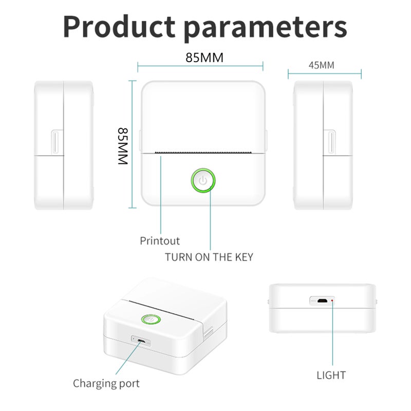 Mini Thermal Sticker Printer Machine Inkless Portable Thermal Printer BT Wireless Portable Phone Printer Sticky Note Printer for Notes Compatible with iOS/Android White - Image 5