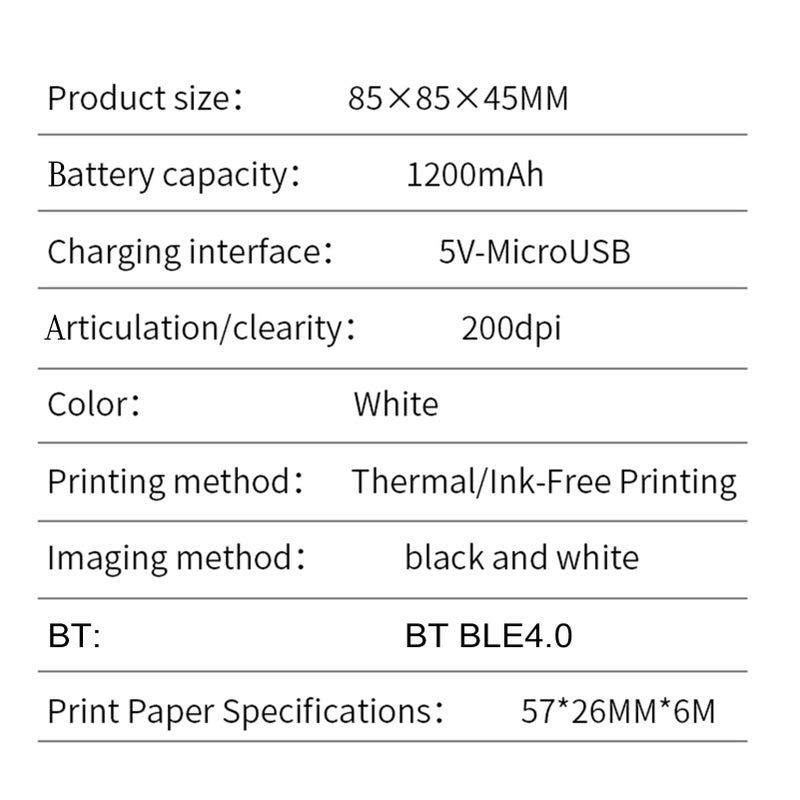 Mini Thermal Sticker Printer Machine Inkless Portable Thermal Printer BT Wireless Portable Phone Printer Sticky Note Printer for Notes Compatible with iOS/Android White - Image 4