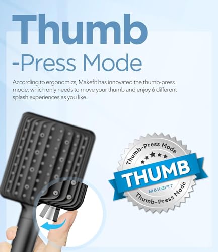 MakeFit Filtered Shower Head Black - 6 Modes High Pressure Handheld Shower Head with Filter Mineral Beads, Detachable Handheld Showerhead Set with Stainless Steel Hose and Shower Arm Bracket - Image 2
