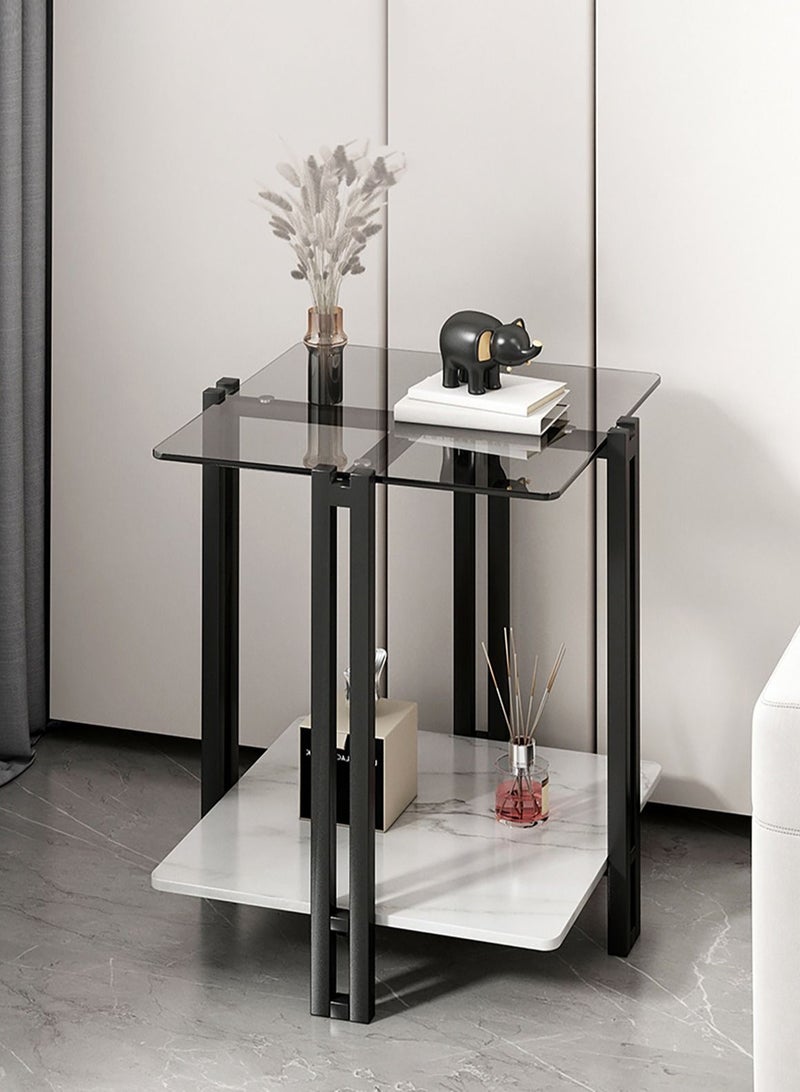 Merry Moments طاولة قهوة حديثة، طاولة جانبية للأريكة، طاولة جانبية، طاولة جانبية، طاولة وجبات خفيفة، طاولة بجانب السرير بتصميم بسيط لغرفة المعيشة وغرفة النوم والمكتب والتجزئة، ارتفاع 60 × طول 48 × عرض 48 سم - Image 1