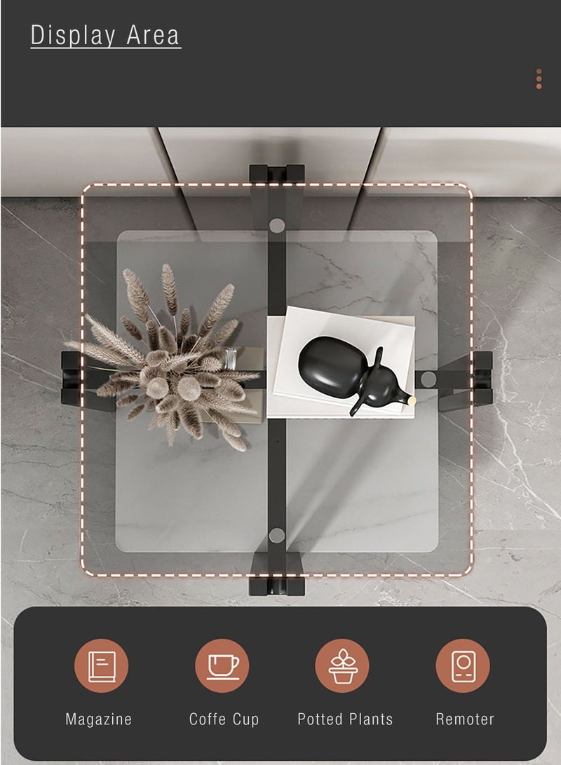 Merry Moments طاولة قهوة حديثة، طاولة جانبية للأريكة، طاولة جانبية، طاولة جانبية، طاولة وجبات خفيفة، طاولة بجانب السرير بتصميم بسيط لغرفة المعيشة وغرفة النوم والمكتب والتجزئة، ارتفاع 60 × طول 48 × عرض 48 سم - Image 3