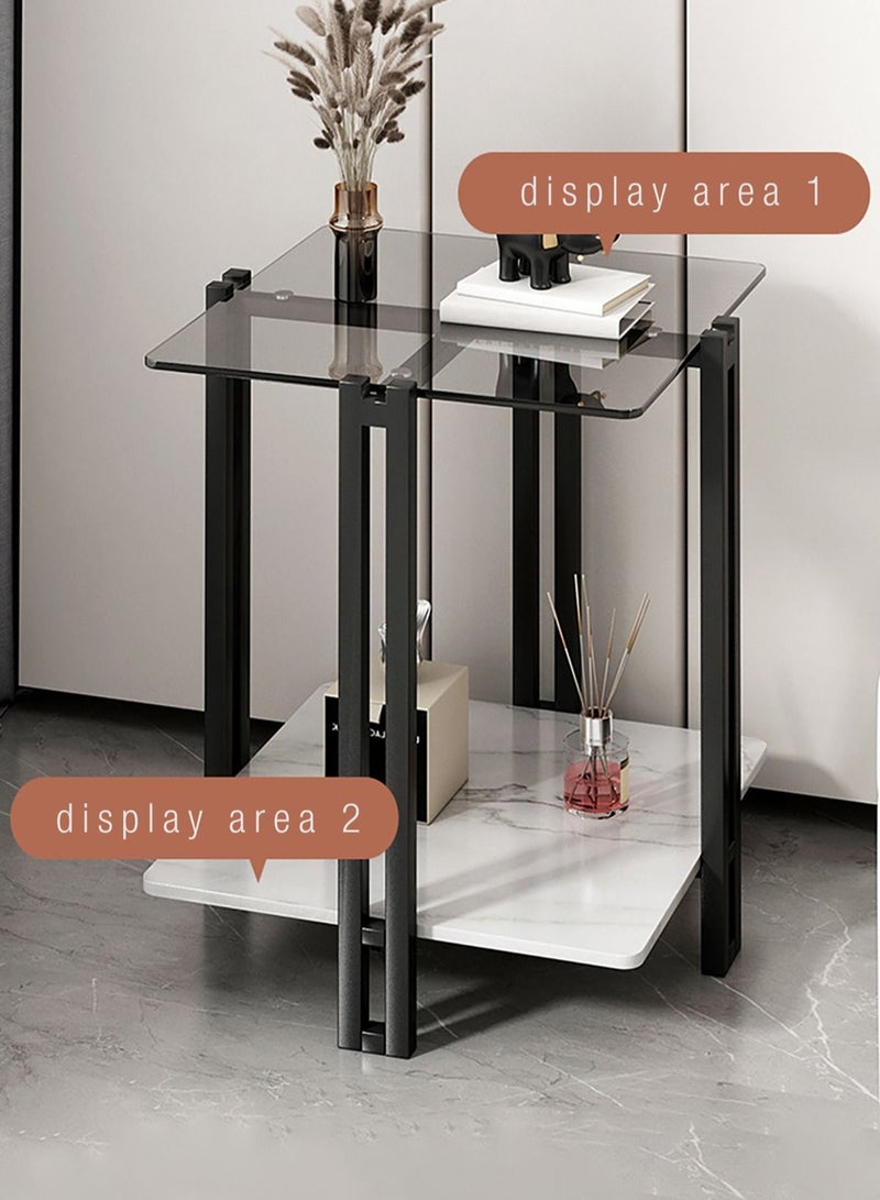 Merry Moments طاولة قهوة حديثة، طاولة جانبية للأريكة، طاولة جانبية، طاولة جانبية، طاولة وجبات خفيفة، طاولة بجانب السرير بتصميم بسيط لغرفة المعيشة وغرفة النوم والمكتب والتجزئة، ارتفاع 60 × طول 48 × عرض 48 سم - Image 2