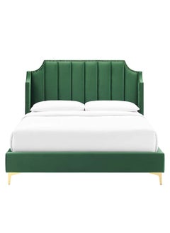A to Z Furniture سرير دانييلا معنقدة بحجم كينغ مقاس 180x200 سم باللون الأخضر  - Image 1
