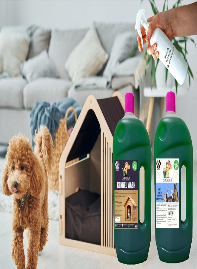 swacch Kennel Wash + Pet Aqua Odour Remover 1 Litre Combo Pack of 2 Mogra I Floor Cleaner Liquid I Economical Pack I Dog and Cat Friendly - Image 2