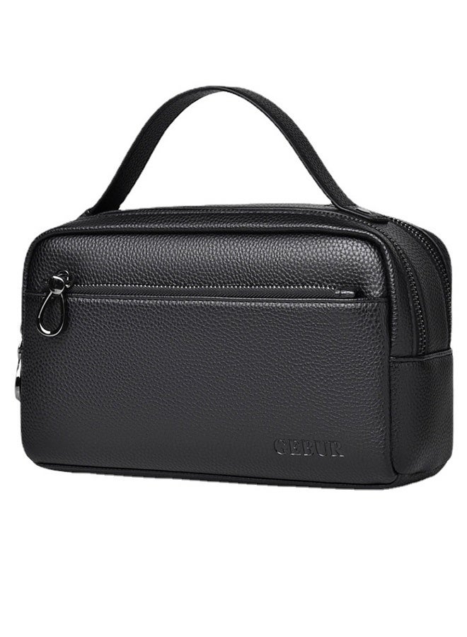 High-Quality Soft Leather Men'S Handbag - Business Casual Retro Crossbody Bag, Large Capacity Upgraded Version Men'S Mobile Phone Clutch Bag Black - Image 1