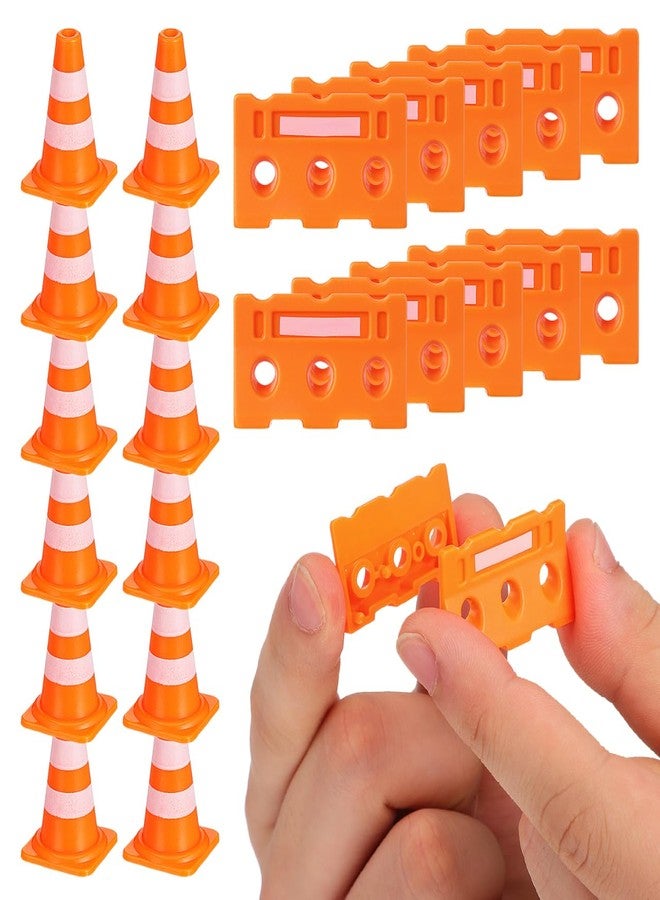 balacoo Mini Traffic Cones and Mini Traffic Fence Set 24 Pcs Plastic Roadblock Toy for Kids Signs Toy for Safety Learning Creative Road and Parking Lot Play - Image 1