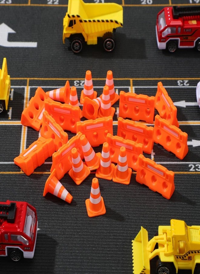 balacoo Mini Traffic Cones and Mini Traffic Fence Set 24 Pcs Plastic Roadblock Toy for Kids Signs Toy for Safety Learning Creative Road and Parking Lot Play - Image 3