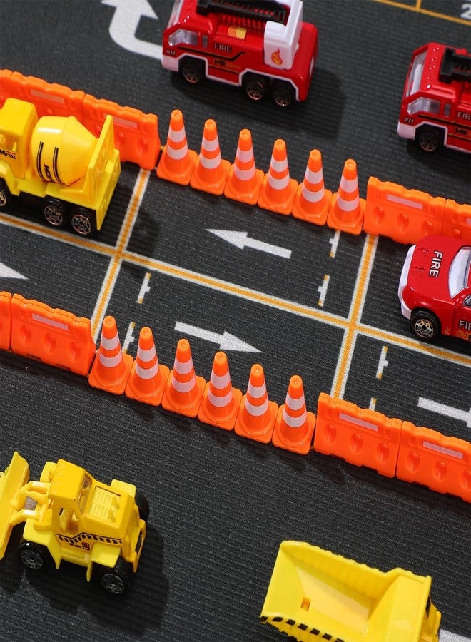 balacoo Mini Traffic Cones and Mini Traffic Fence Set 24 Pcs Plastic Roadblock Toy for Kids Signs Toy for Safety Learning Creative Road and Parking Lot Play - Image 2