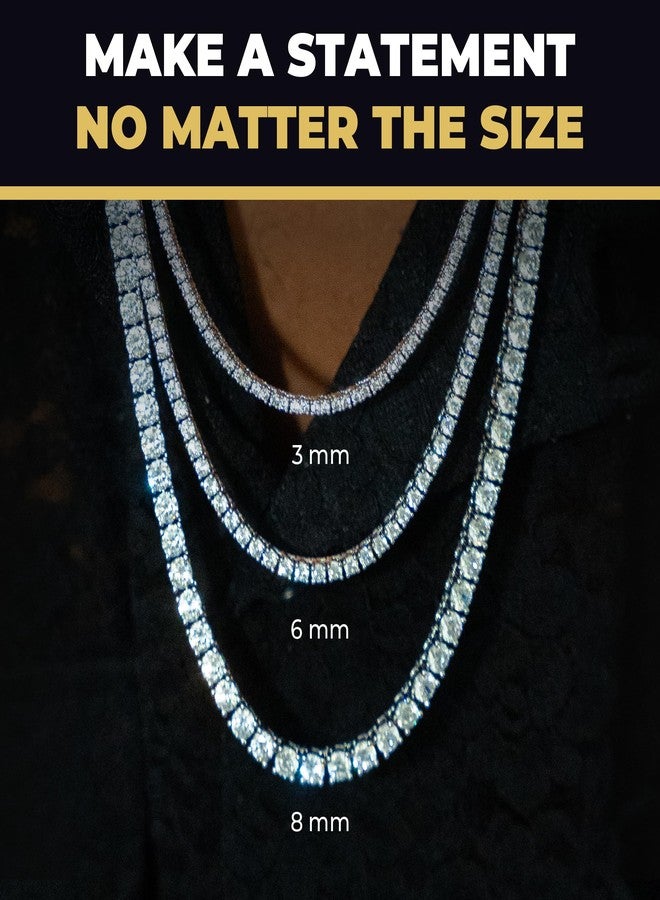 GLD Micro Tennis Chain Necklace for Men and Women - 18", 14K White Gold-Plated Chain with Premium Travel Pouch - Snatch-Proof Clasp, Sweat-Proof, Fade-Resistant - Lifetime Quality, Designed in Miami - Image 4