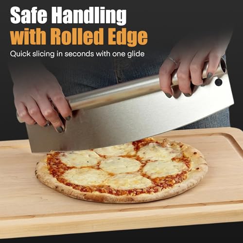 MYSWEETY 4-Piece Pizza Oven Accessories Kit, Includes 12 Inch Perforated Pizza Peel, 9 Inch Round Pizza Turning Peel, Oven Brush with Scraper and Rocker Cutter, Pizza Spatula Paddle Set for Home Pizza Making - Image 4