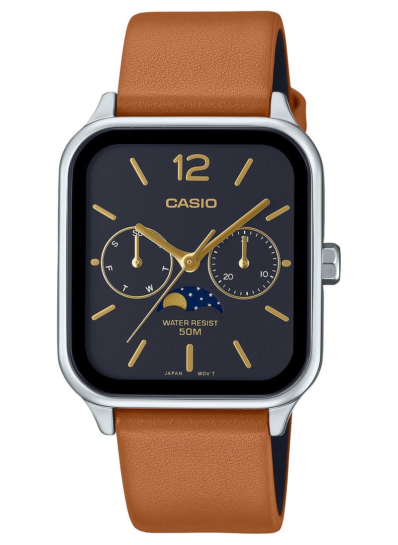 CASIO Men Analog Watch Leather Belt Black Dial MTP-M305L-1AVDF