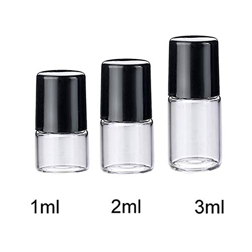lasenersm 50 Pieces 3ml Clear Glass Roller Bottles Mini Empty Refillable Essential Oil Roller Bottles with Stainless Steel Roller Ball and 2 Pieces 3ml Dropper Black Lid - Image 3