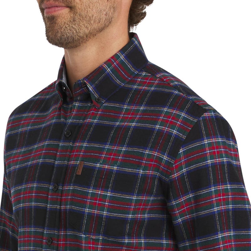 Chaps Men's Classic Fit Long Sleeve Button Down Stretch Flannel Casual Woven Shirt, Black Multi, Large - Image 2