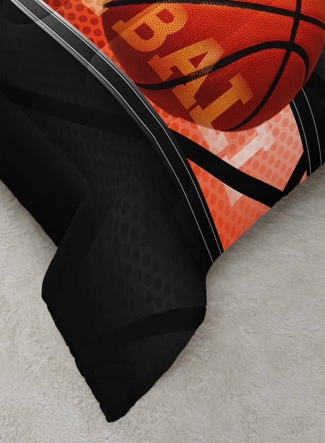 AILONEN 3D Basketball Comforter Set Full Size, Sport Basketball Player Bedding Set for Boys Kids Teen,3D Ball Sports Bed in a Bag 3Pcs,1 Basketball Comforter + 2 Pillowcases,Soft Microfiber - Image 3