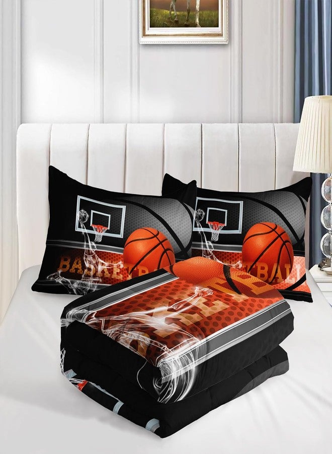 AILONEN 3D Basketball Comforter Set Full Size, Sport Basketball Player Bedding Set for Boys Kids Teen,3D Ball Sports Bed in a Bag 3Pcs,1 Basketball Comforter + 2 Pillowcases,Soft Microfiber - Image 5