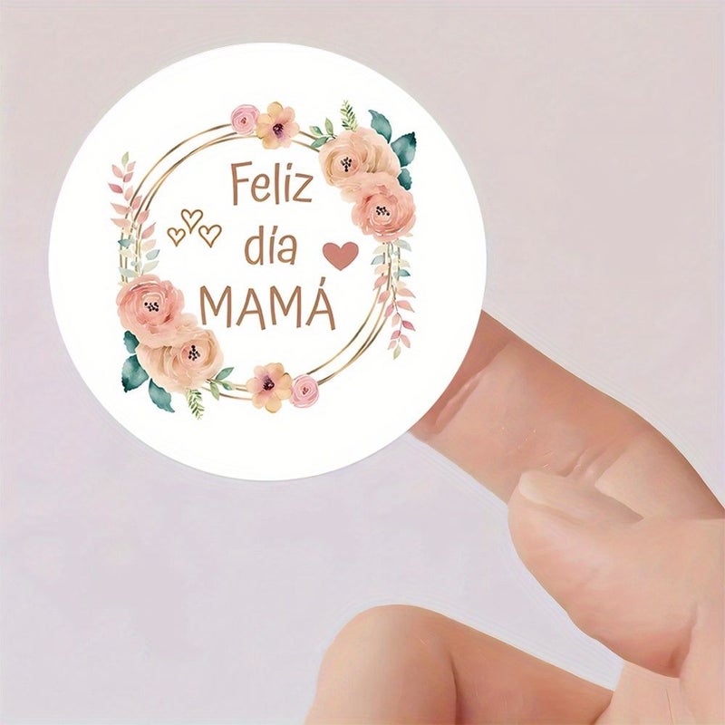 80pcs Light Pink Roses with Golden Details Heart Circle Stickers Mother Day Gift - Image 1