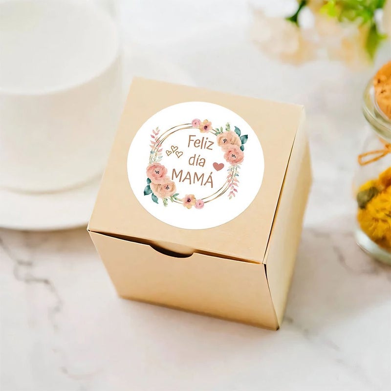 80pcs Light Pink Roses with Golden Details Heart Circle Stickers Mother Day Gift - Image 2