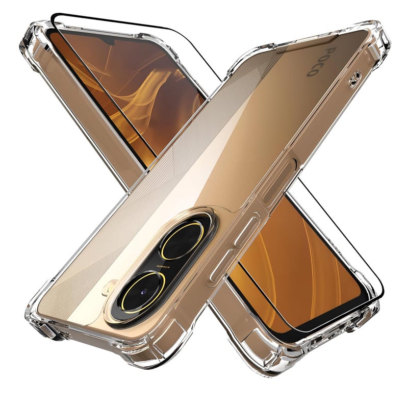 ShieldTech Back Cover Case + Screen Protector for POCO C71 4G | Camera Protection | Transparent Mobile Phone Back Case Cover for Poco C 71 / POCO C71 4G | TPU Transparent Mobile Phone Back Cover Case - Image 1