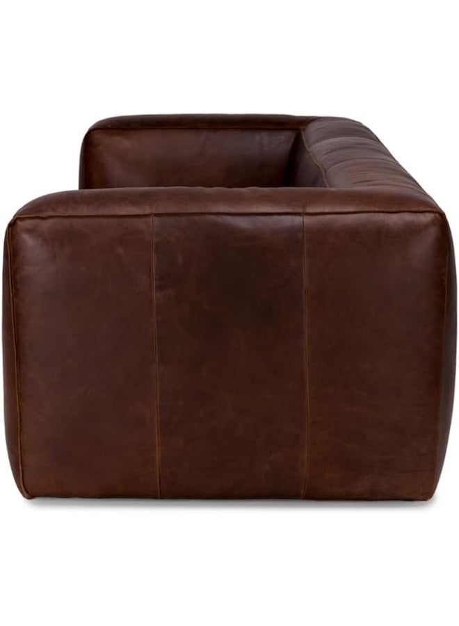 Ripple FURNITURE FLORA Homes Square Arm Leather Sofa, 3-Seater, Rich Brown - Image 5