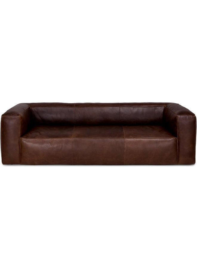 Ripple FURNITURE FLORA Homes Square Arm Leather Sofa, 3-Seater, Rich Brown - Image 4
