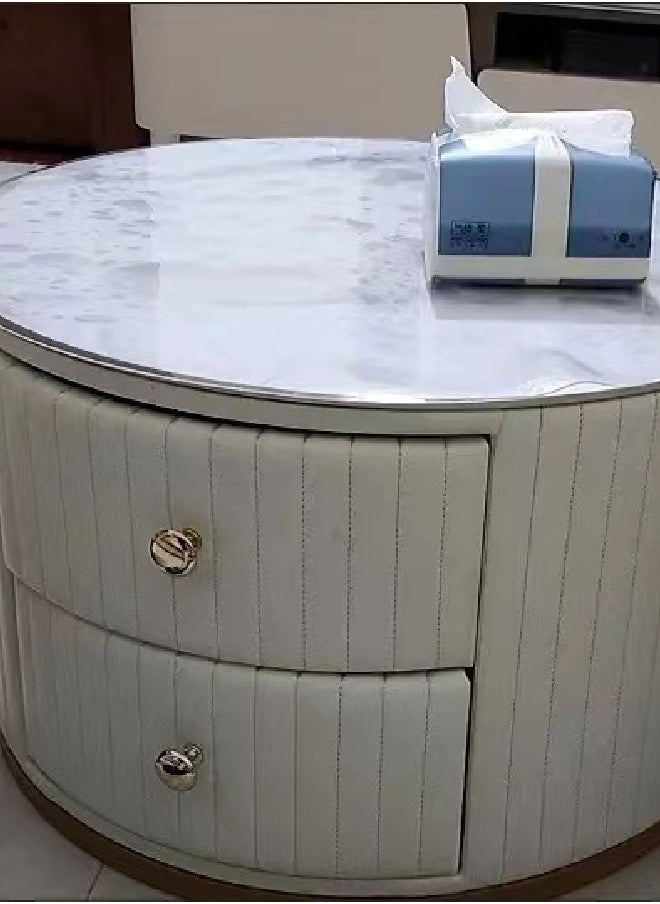 مجموعة من 2 متعددة الوظائف الطراز الحديث جولة طاولة القهوة التراص التعشيش الجدول الجانبي مع أدراج التخزين والصخور بلاطة أعلى مركز الجدول لغرفة المعيشة غرفة نوم أثاث المكاتب المنزلية 70x41 &50x34 سم
