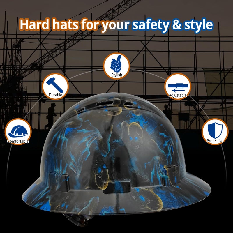 TOKISHI Full Brim Hard Hat - OSHA Safety Helmet Durable Lightweight Carbon Fiber Hard Hat, 6-Point Ratchet Suspension Protective Gear for Men and Women - Image 2