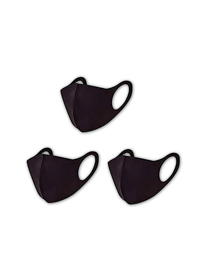 (Pack Of 3) Washable And Reusable Space Cotton Dust Black Face Mask For Adults - Image 1