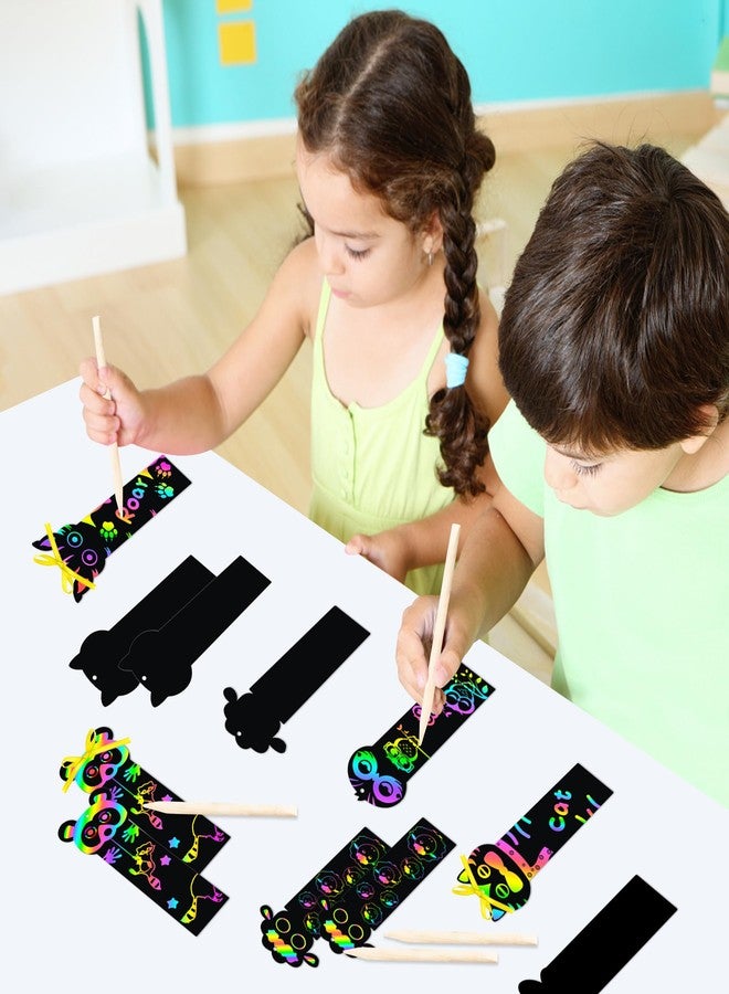 MALLMALL6 70Pcs Animal Scratch Bookmarks Scratch DIY Hang Tags Party Favors Theme Birthday Party Classroom School Supplies Decorations Crafts Kit for Kids - Image 3
