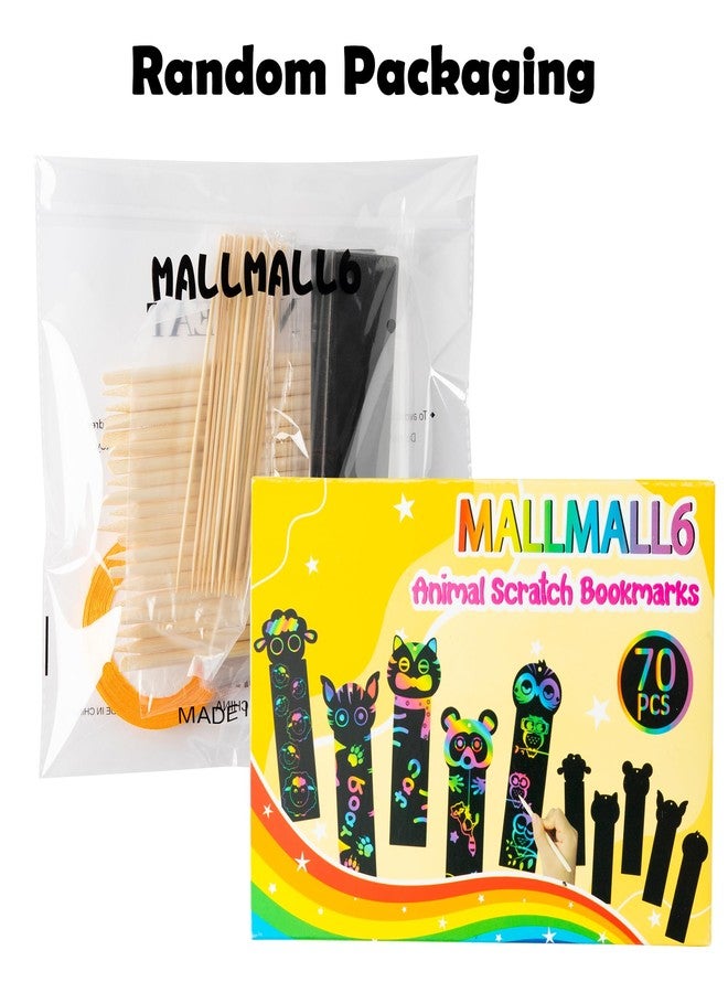MALLMALL6 70Pcs Animal Scratch Bookmarks Scratch DIY Hang Tags Party Favors Theme Birthday Party Classroom School Supplies Decorations Crafts Kit for Kids - Image 4