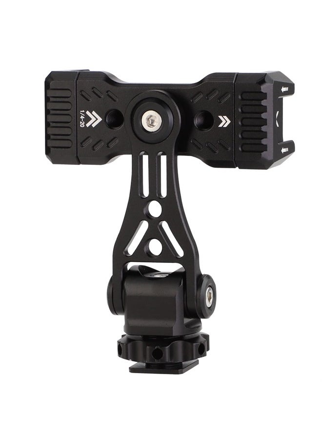 Leftfoto - LEFTFOTO Multifunctional Universal Aluminum Phone Mount Adapter,Phone Tripod Mount with Cold Shoe & 1/4" Thread,Phone Holder Fit for Smartphone, iPhone, Cell Phone - Image 1