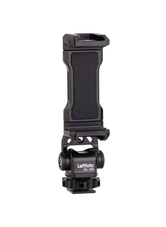 Leftfoto - LEFTFOTO Multifunctional Universal Aluminum Phone Mount Adapter,Phone Tripod Mount with Cold Shoe & 1/4" Thread,Phone Holder Fit for Smartphone, iPhone, Cell Phone - Image 1
