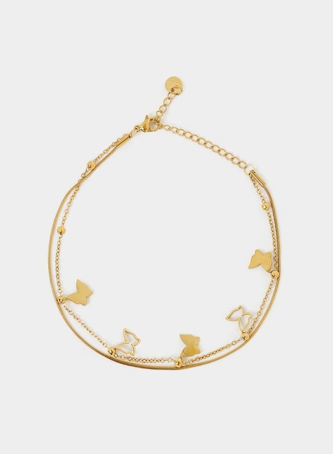 Styli Butterfly Drop Double Anklet  - Image 1