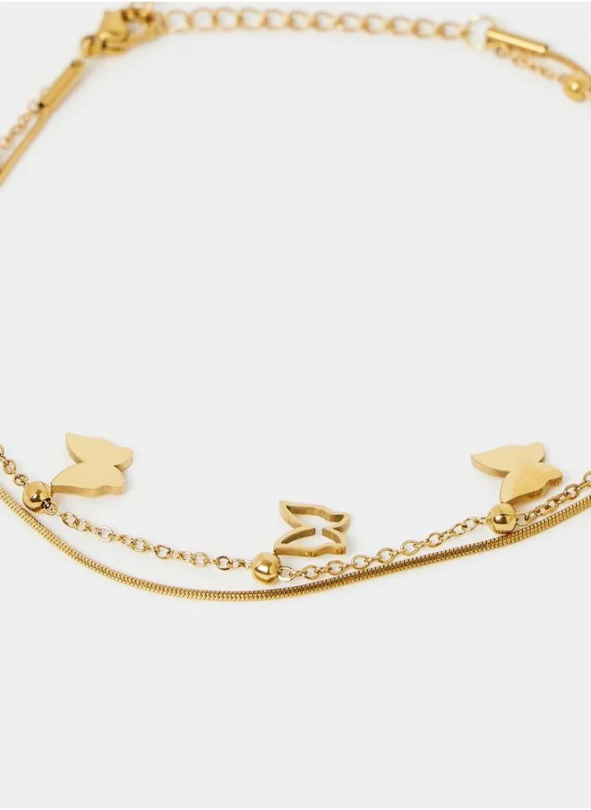 Styli Butterfly Drop Double Anklet