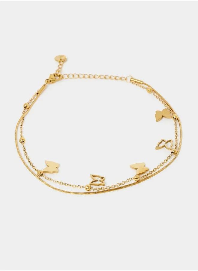 ستايلي Butterfly Drop Double Anklet