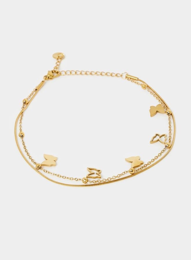 Styli Butterfly Drop Double Anklet  - Image 2