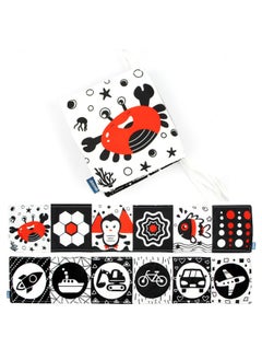 Generic Baby Bed Wall Cloth Book Black And White Cartoon Animal Bed Hanging Bite Anti-Kick Baby Bed Wall Baby Toys-Color:N006E Black And White Red Bed Crab  - Image 1