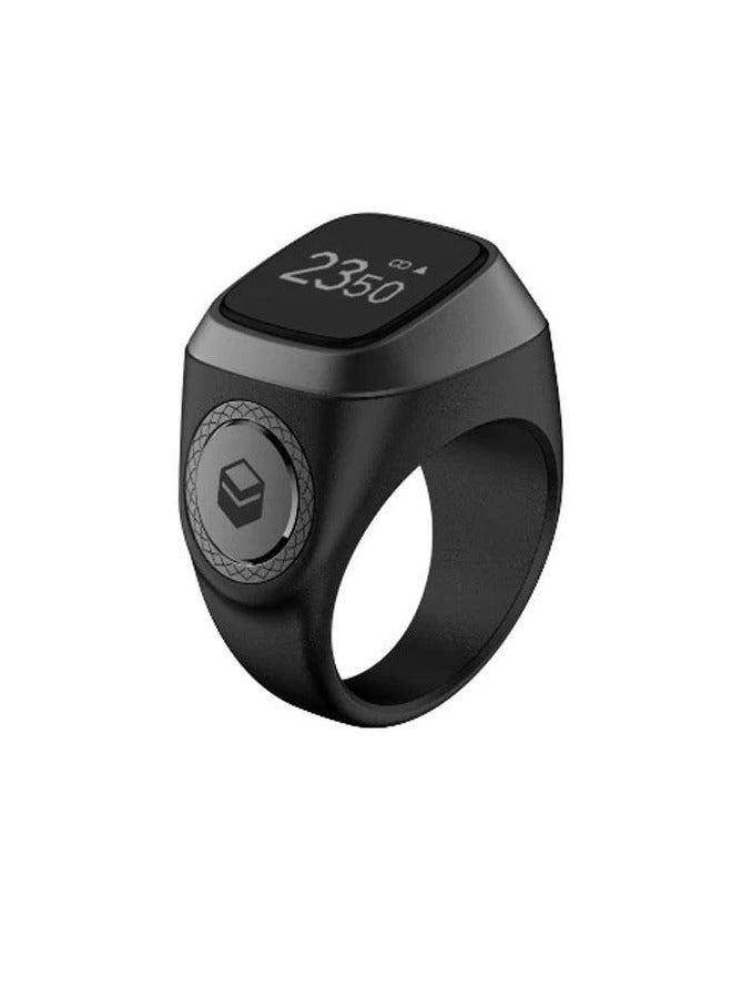 iQIBLA Smart Tasbih Zikr Aluminium Ring - Black - 18mm - Image 1