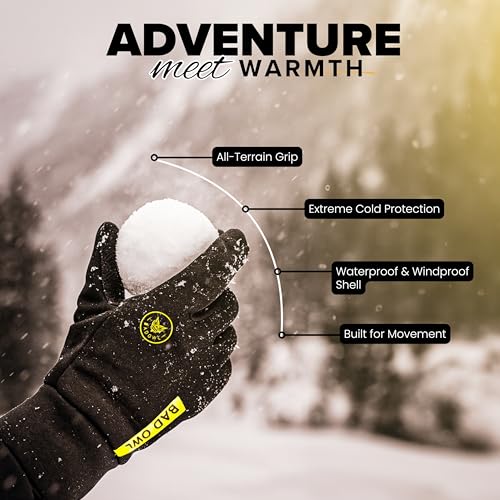 BADOWL Frost FIT Winter Gloves for Men & Women | Waterproof | Wind Resistant | Anti-Slip Palm | Touchscreen Compatible | Ideal for Sub-Zero Cold Weather Snow Outdoor Use (Black) - Image 4