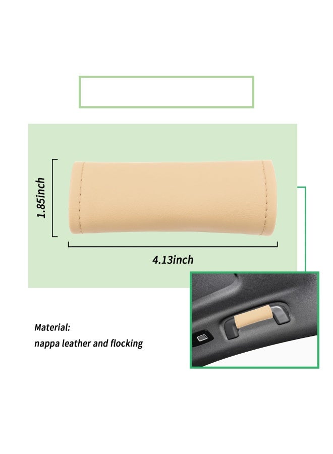 4PCS Beige Leather Car Interior Door Handle Protectors, Nappa Flocking Cover - Image 2