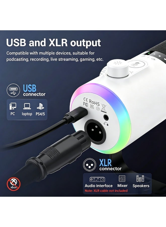 Joshberg Gaming microphone, dual USB/XLR interfaces, with RGB Light, Mute Button, dynamic microphone,suitable for recording, live streaming, gaming, and podcasting - Image 2
