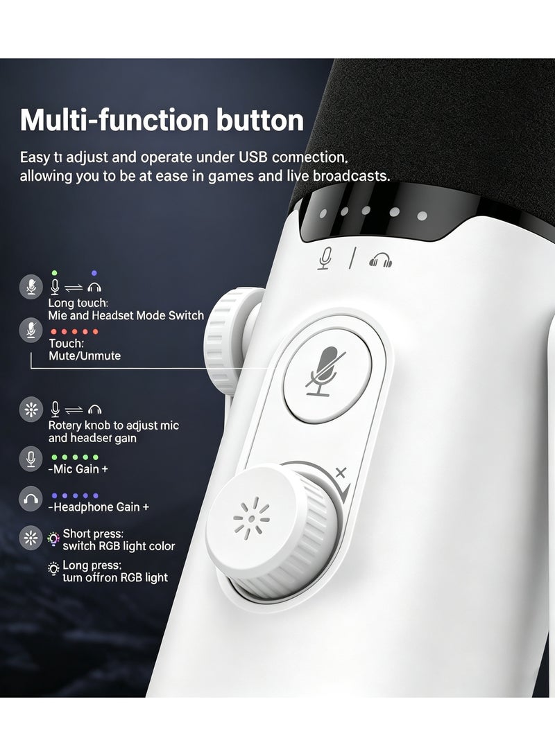 Joshberg Gaming microphone, dual USB/XLR interfaces, with RGB Light, Mute Button, dynamic microphone,suitable for recording, live streaming, gaming, and podcasting - Image 5
