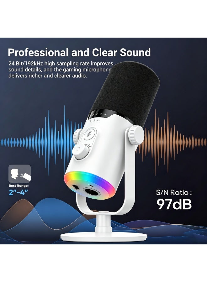 Joshberg Gaming microphone, dual USB/XLR interfaces, with RGB Light, Mute Button, dynamic microphone,suitable for recording, live streaming, gaming, and podcasting - Image 3
