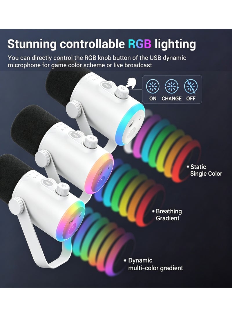 Joshberg Gaming microphone, dual USB/XLR interfaces, with RGB Light, Mute Button, dynamic microphone,suitable for recording, live streaming, gaming, and podcasting - Image 4