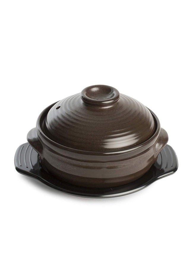 Crazy Korean Cooking (Medium with Lid 1000ml (4 cups)) - Stone Bowl (Dolsot), Sizzling Hot Pot for Bibimbap and Soup (Medium with Lid) - Premium Ceramic - Image 1