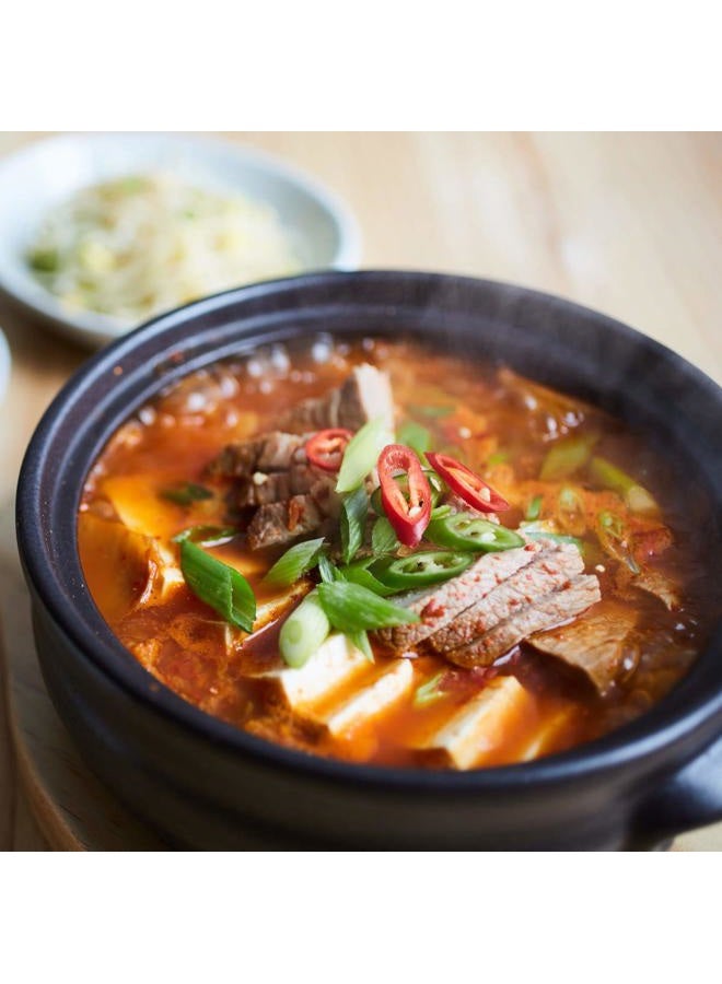 Crazy Korean Cooking (Medium with Lid 1000ml (4 cups)) - Stone Bowl (Dolsot), Sizzling Hot Pot for Bibimbap and Soup (Medium with Lid) - Premium Ceramic - Image 3