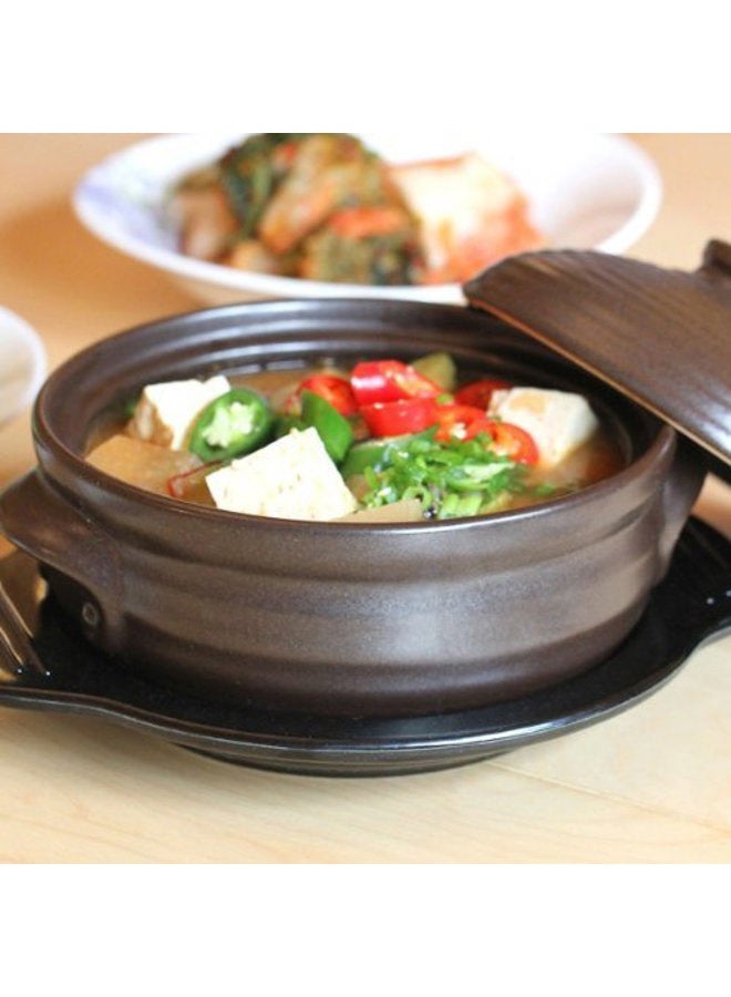 Crazy Korean Cooking (Medium with Lid 1000ml (4 cups)) - Stone Bowl (Dolsot), Sizzling Hot Pot for Bibimbap and Soup (Medium with Lid) - Premium Ceramic - Image 4