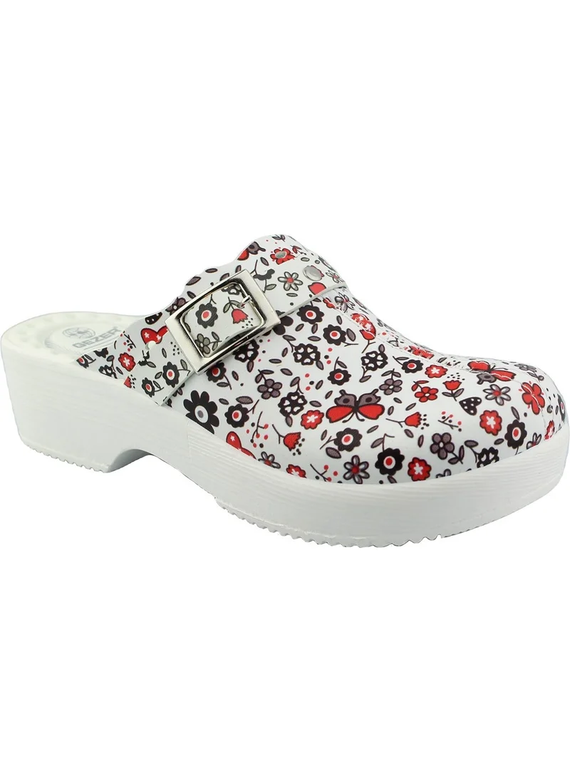 Gezer Summer Flower Heart Patterned Sabo Women's Slippers