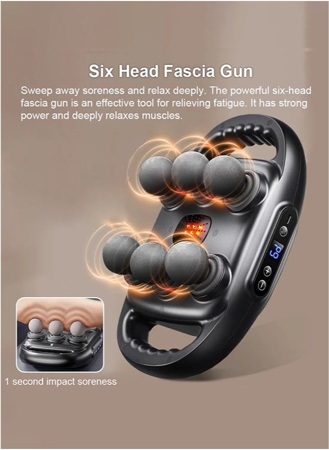 إسكدنيا مساج جهاز تدليك، جهاز تدليك عضلات اللفافة عالي التردد لتدليك الظهر والخصر، جهاز احترافي بستة رؤوس للجسم والكتف - Image 5