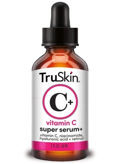 TruSkin Super Vitamin C Face Serum with Niacinamide, Retinol, Hyaluronic & Salicylic Acid (BHA) - All-in-One Anti Aging Facial Serum for Brightening, Firming, Dark Spots, Discoloration - 2 fl oz