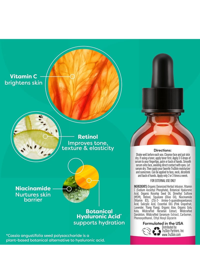 TruSkin - TruSkin Super Vitamin C Face Serum with Niacinamide, Retinol, Hyaluronic & Salicylic Acid (BHA) - All-in-One Anti Aging Facial Serum for Brightening, Firming, Dark Spots, Discoloration - 2 fl oz - Image 1
